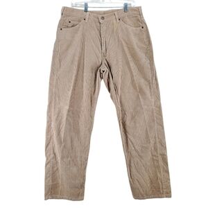 Vtg Levis 565 Corduroy Pants Mens 36x32 Tan Loose Fit Wide Tapered Leg (35x31.5)